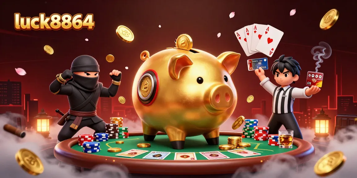 Experience action-packed gaming with luck8864 as characters battle in a vibrant casino scene.