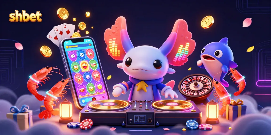 Experience the thrill of winning at shbet with a vibrant 3D casino scene featuring dancing creatures and exciting games.