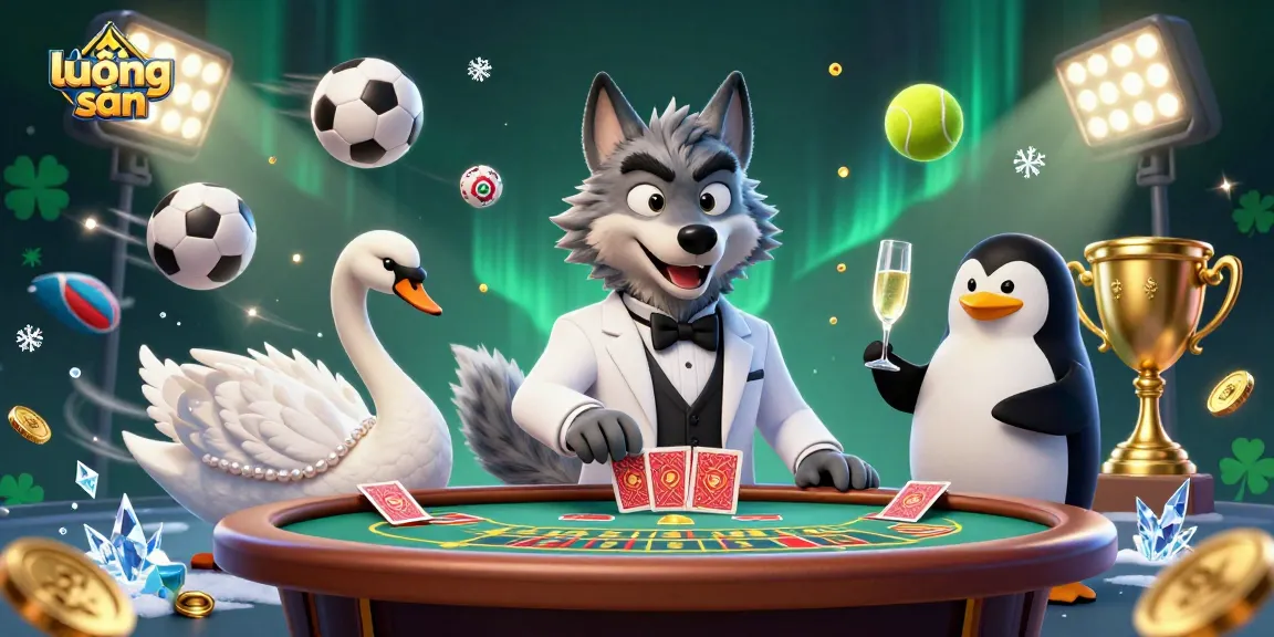 Experience thrilling baccarat action with lương sơn's cartoon characters in a lively casino setting.