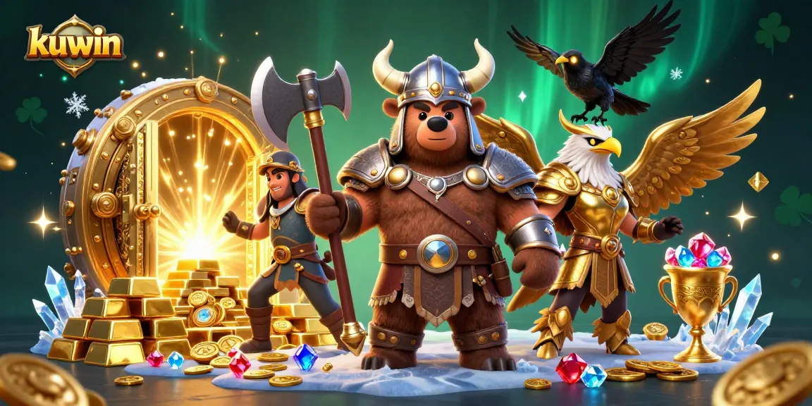 Experience the thrilling gameplay of kuwin in a vibrant casino scene filled with treasures and characters.