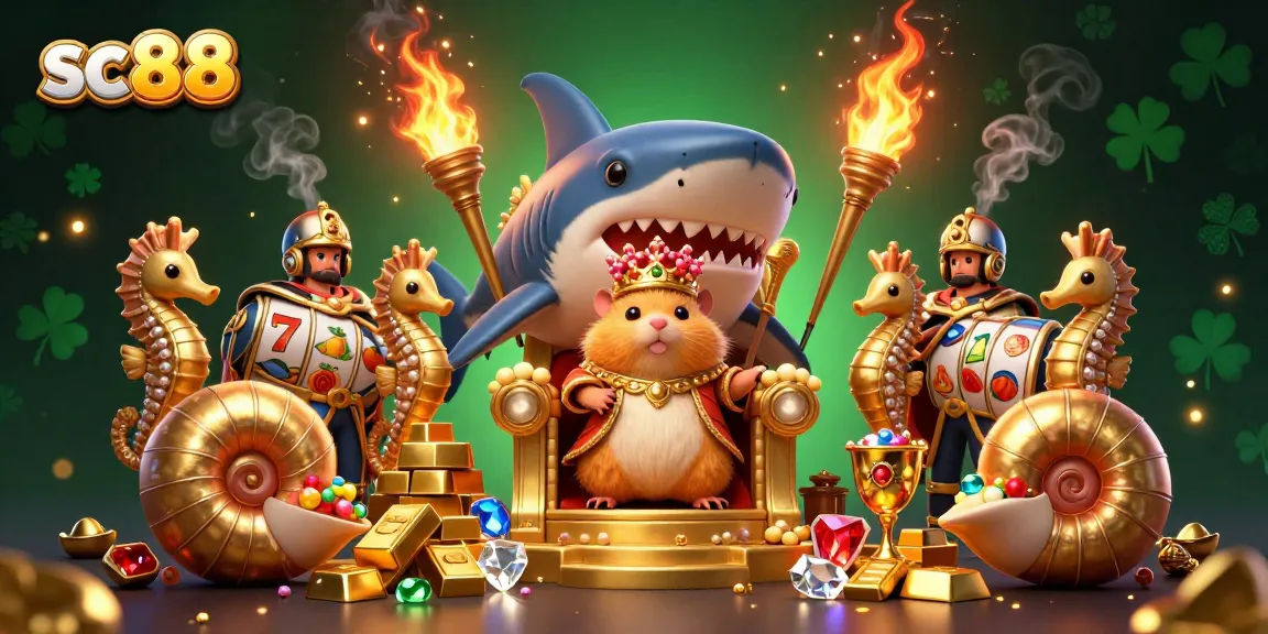 Engage in thrilling gameplay at sc88 with a vibrant casino-themed illustration featuring a golden hamster king.